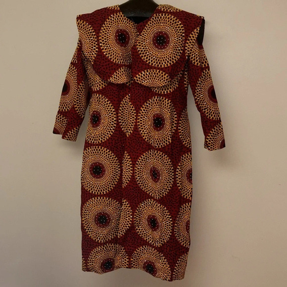 Kweenzyafrik  Vintage Luxury Ankara floral patterned studded cape open jacket S - Picture 12 of 16